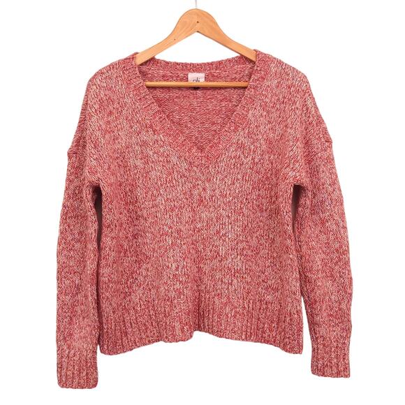 CAbi Sweaters - CAbi Sweater Womens Small Pink Liftoff V-Neck Marled Pullover Boxy Colorful 4411